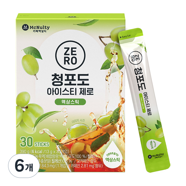 맥널티커피 청포도 아이스티 제로, 390g, 30개입, 6개