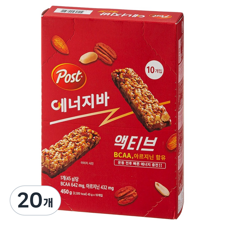 포스트 에너지바 액티브, 45g, 20개