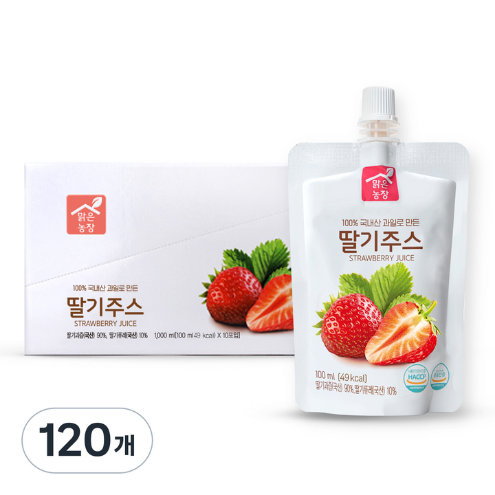 맑은농장 딸기주스, 100ml, 120개