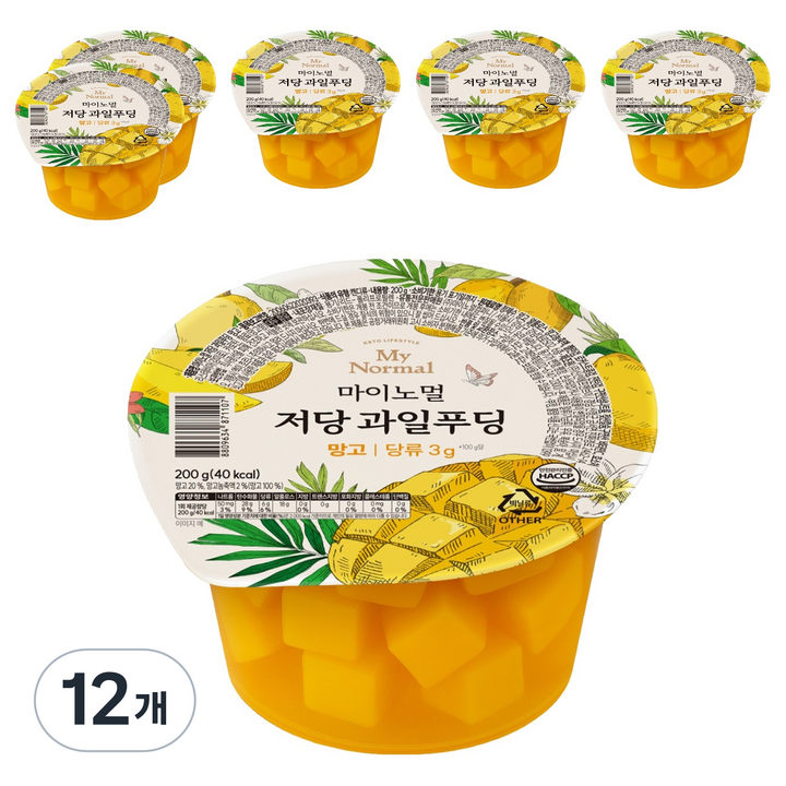 마이노멀 저당 과일푸딩 망고 1개입, 200g, 12개