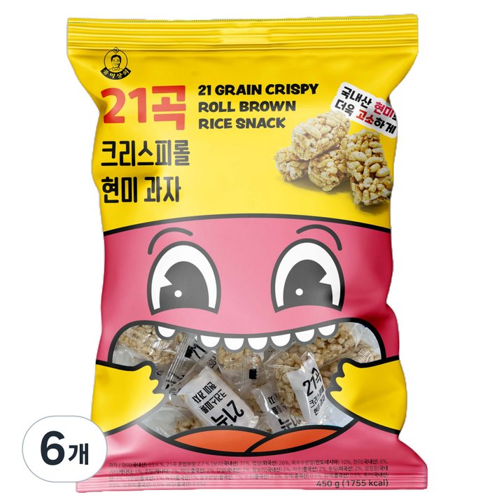 풍미상회 21곡 크리스피롤 현미과자, 450g, 6개