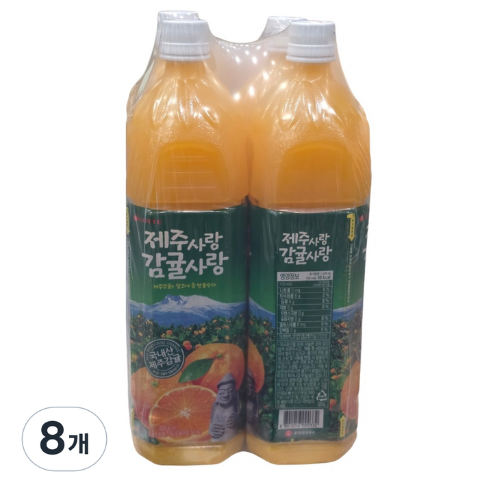 롯데칠성음료 제주사랑 감귤사랑, 1.5L, 8개
