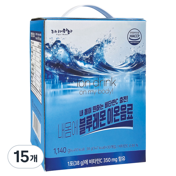 타이거마마 내몸에 블루레몬 이온음료, 450개, 38g