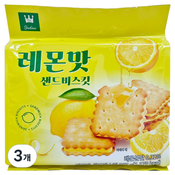 레몬맛 샌드비스킷, 227g, 3개