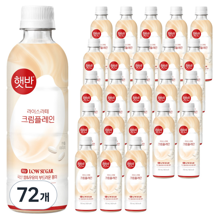 햇반 저당 라이스라떼 크림플레인 커피, 72개, 350ml