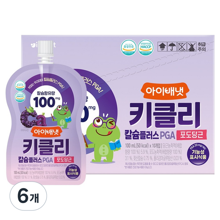 아이배냇 키클리 칼슘플러스 PGA 포도당근 10p, 6개, 1L