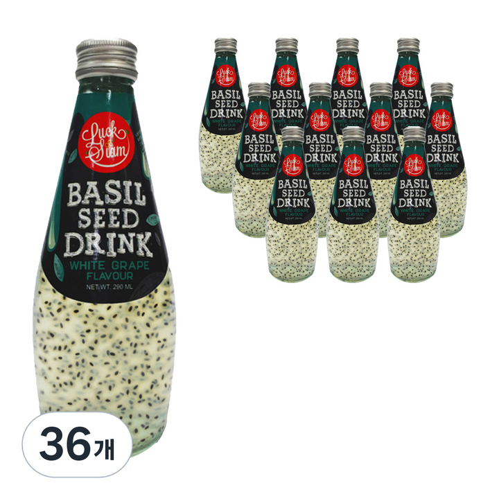 럭시암 바질씨드 드링크 화이트 그레이프 플레이버, 36개, 290ml