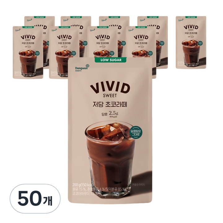 비비드스위트 저당 초코라떼, 200ml, 50개
