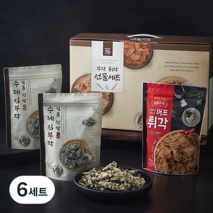 주일 김부각 3개입 + 어포튀각 3개입 부각튀각 선물세트, 450g, 6세트