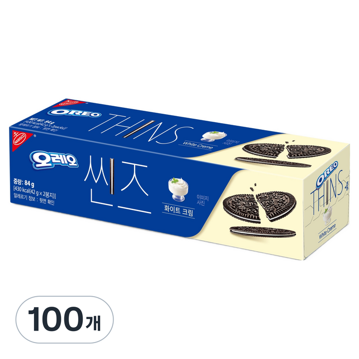오레오 씬즈 화이트 크림, 84g, 100개