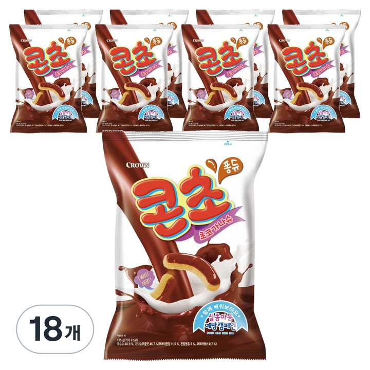 크라운 콘초 스낵, 135g, 18개