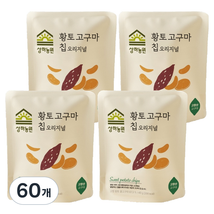 상하농원 황토고구마칩 오리지널, 40g, 60개