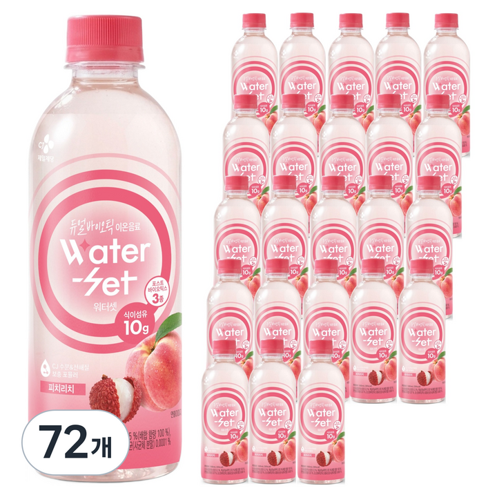 CJ제일제당 워터셋 듀얼바이오틱 이온음료 피치리치, 72개, 500ml