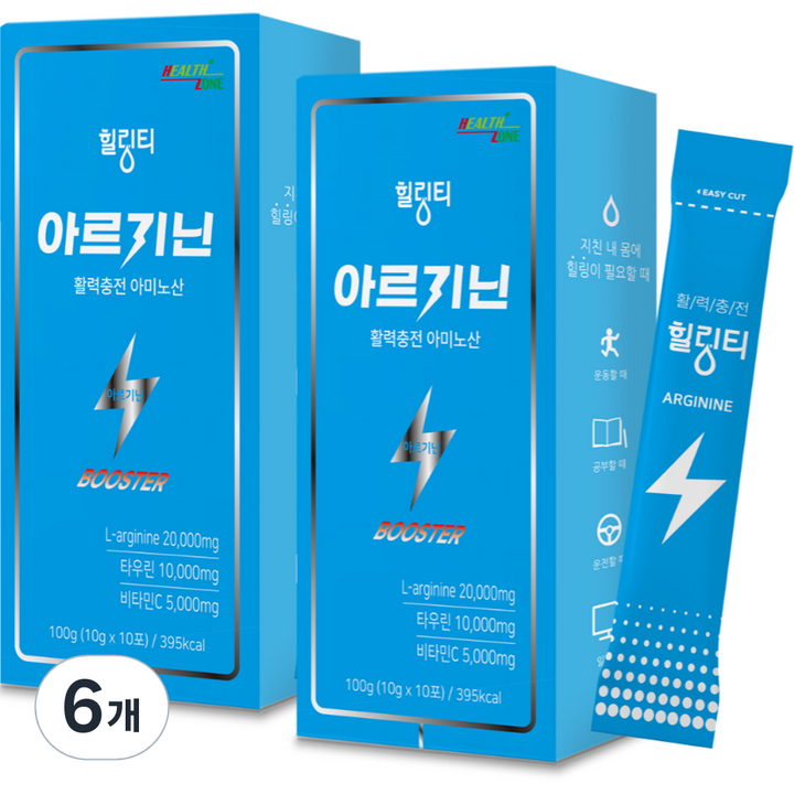 힐링티 아르기닌 활력충전 아미노산 부스터, 100g, 6개