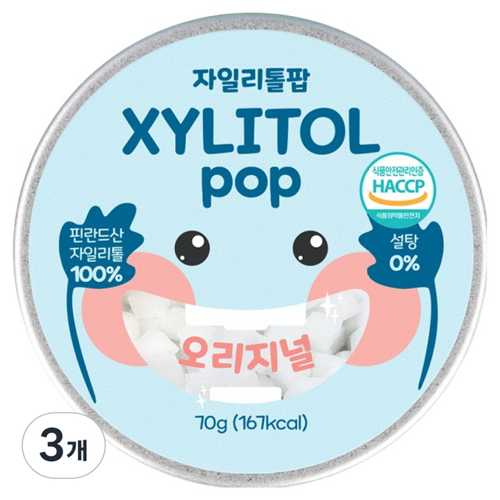 자일리톨팝 틴케이스 오리지널, 70g, 3개