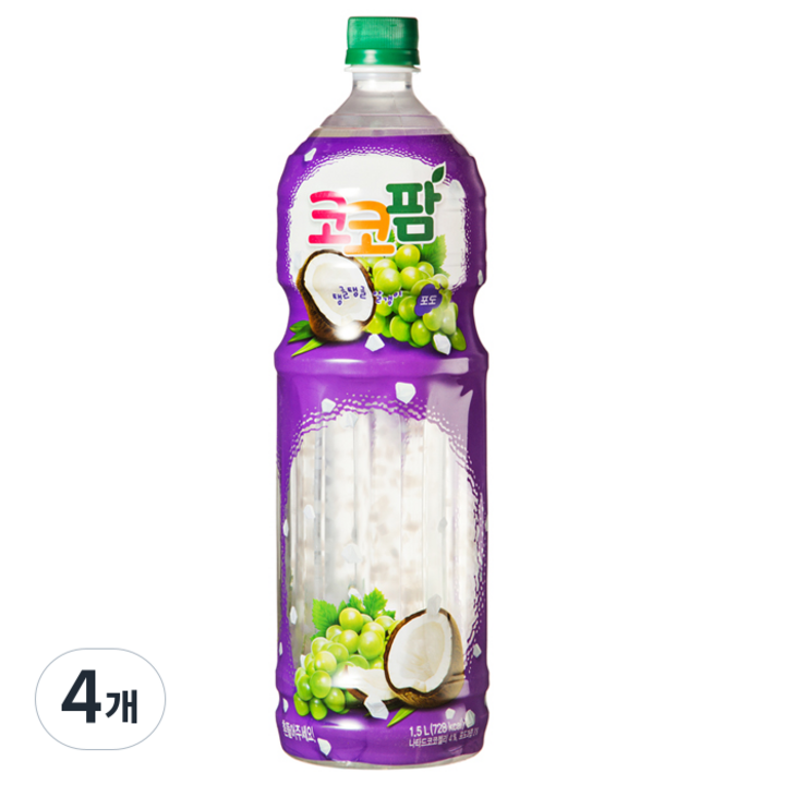 해태 코코팜 탱글탱글알갱이 포도, 1.5L, 4개