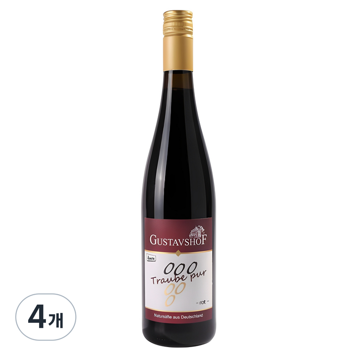 구스타프호프 트라우벤사푸트 로트 레드 유기농 포도주스, 730ml, 4개