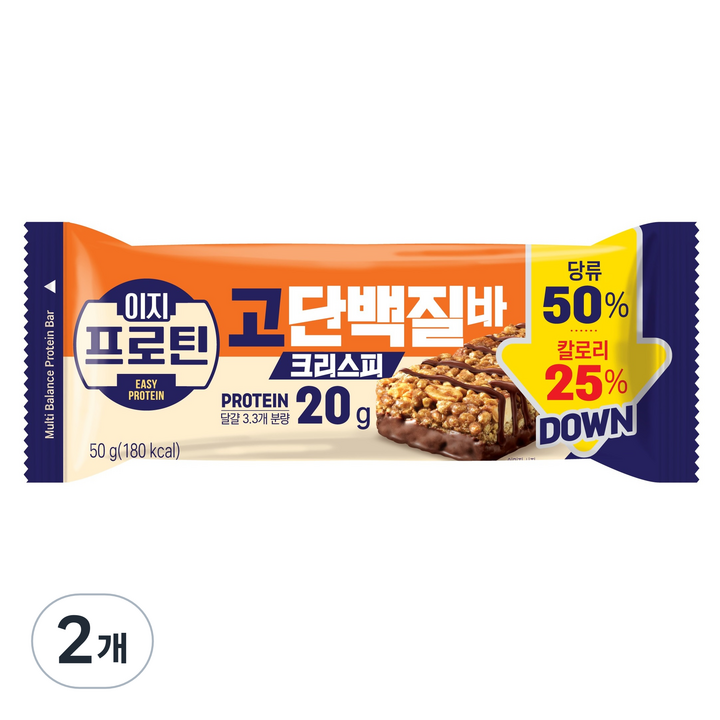 롯데웰푸드 이지프로틴 고단백질바 크리스피, 50g, 2개