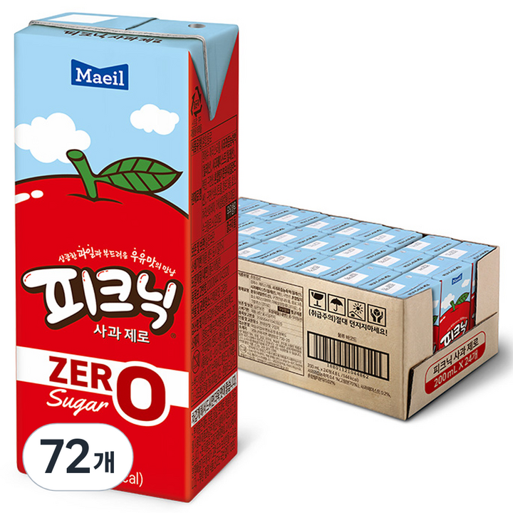 매일유업 피크닉 제로 사과, 200ml, 72개