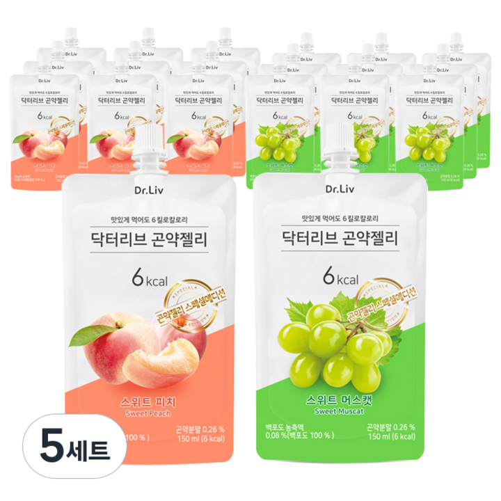닥터리브 곤약젤리 스위트 머스캣 150ml x 10p + 스위트 피치 150ml x 10p, 5세트
