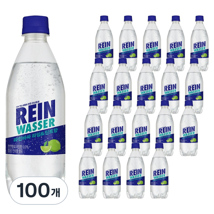 라인바싸 탄산음료 라임민트 랜덤발송, 100개, 500ml
