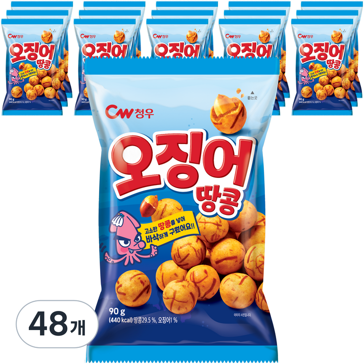 청우식품 오징어 땅콩 스낵 16p, 90g, 48개
