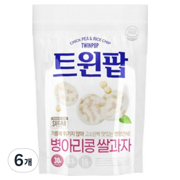트윈팝 병아리콩 쌀과자, 30g, 6개