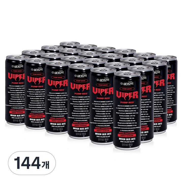 삼대오백 바이퍼 펌프 레드 ZERO 탄산음료, 144개, 355ml