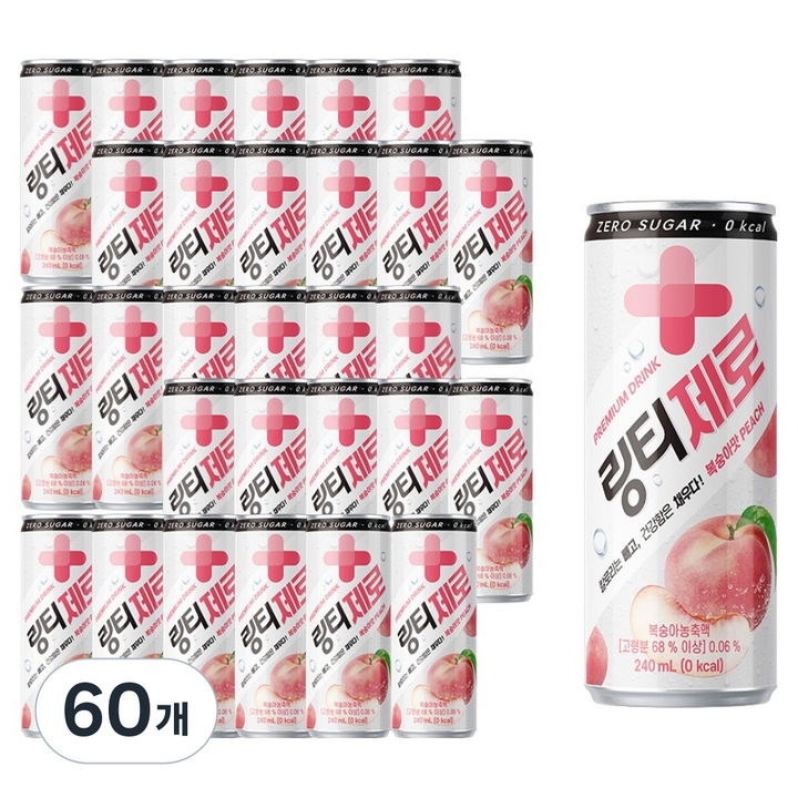 링티 제로 복숭아맛, 240ml, 60개