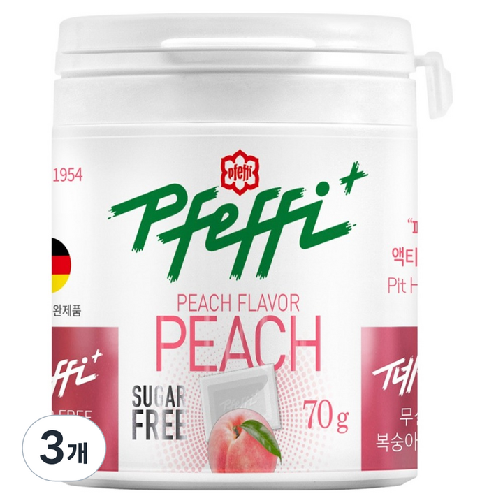 페피 무설탕 민트 캔디 복숭아맛, 70g, 3개