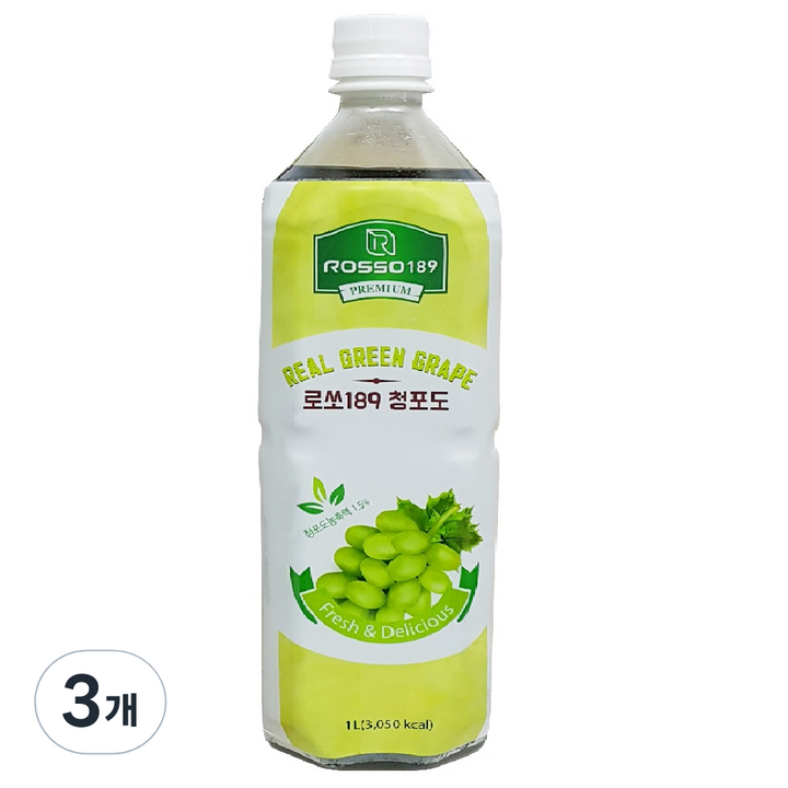 로쏘189 청포도 음료베이스, 1L, 3개
