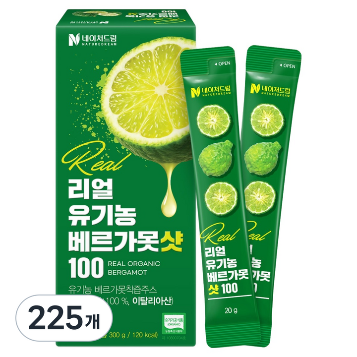 네이처드림 리얼 유기농 베르가못샷100 스틱형 착즙액, 20g, 225개