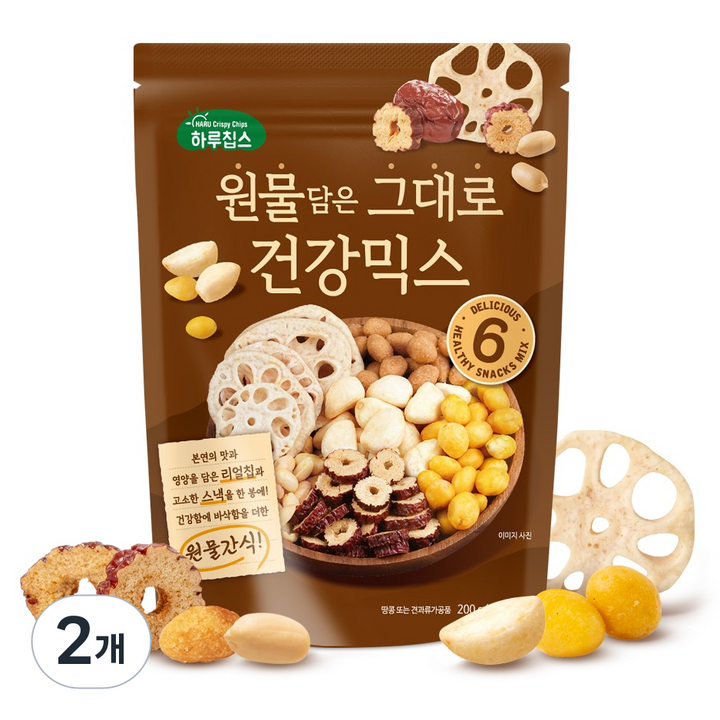 하루칩스 원물담은 그대로 건강믹스, 2개, 200g