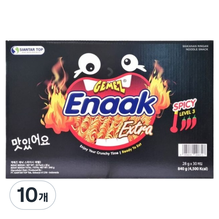 에낙 스파이시 레벨3 라면과자 30p, 840g, 10개