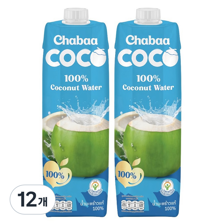 차바 100% 코코넛 워터, 12개, 1L