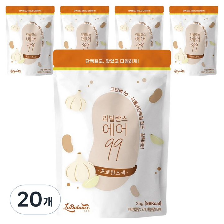 라발란스 에어99 프로틴스낵 갈릭버터, 25g, 20개
