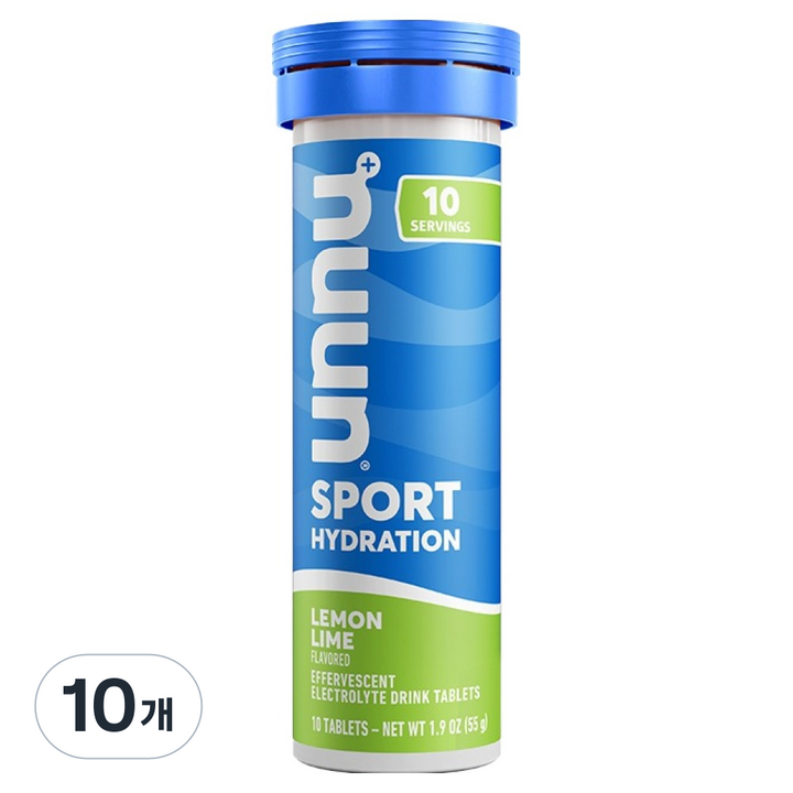Nuun 스포츠 하이드레이션 레몬 라임향, 52g, 10개