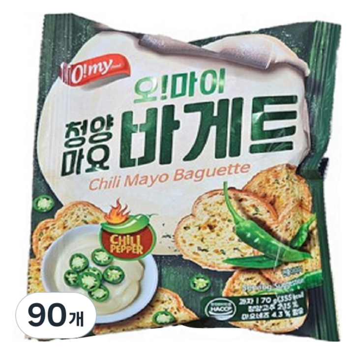 마늘빵집 오! 마이 청양마요 바게트, 90개, 70g