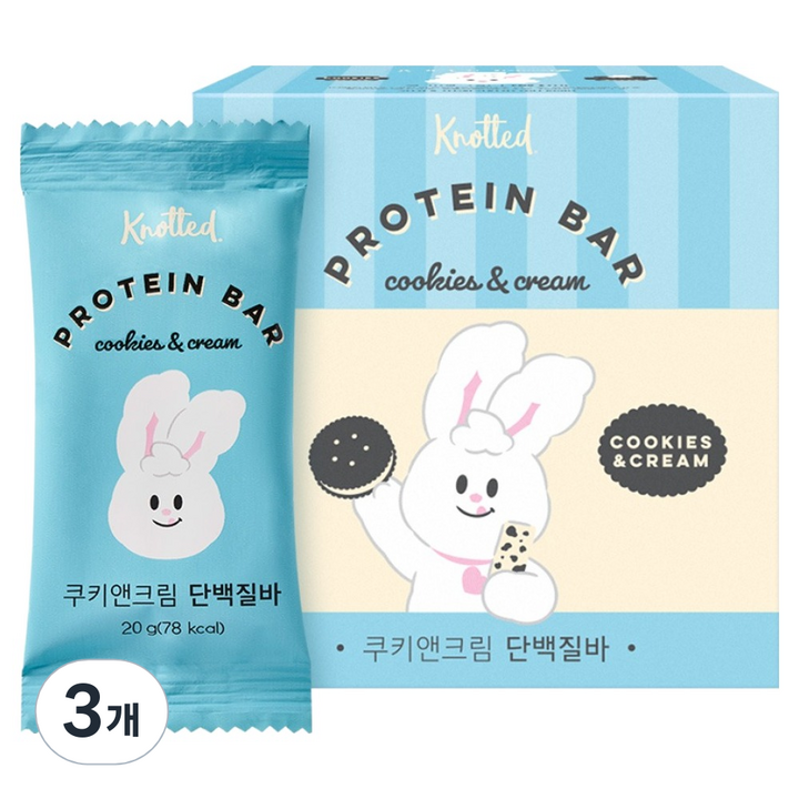 노티드 쿠키앤크림 단백질바 10p, 200g, 3개