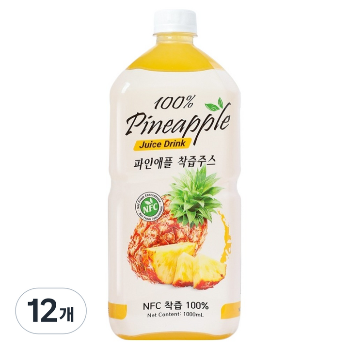파모빗 파인애플 착즙 주스 100%, 12개, 1L