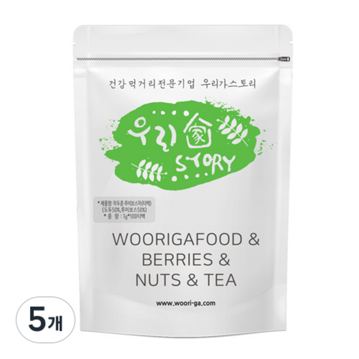 우리가스토리 작두콩 루이보스차 삼각티백, 1g, 100개입, 5개