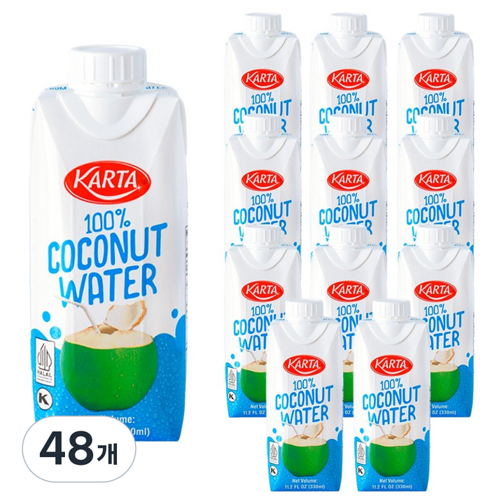 카르타 100% 코코넛 워터, 48개, 330ml