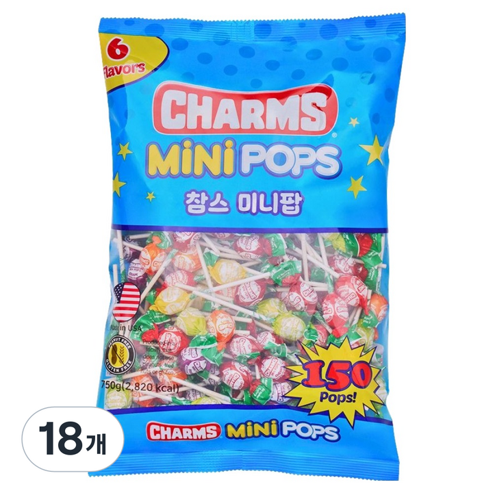 투시롤 참스 미니팝 캔디, 750g, 18개