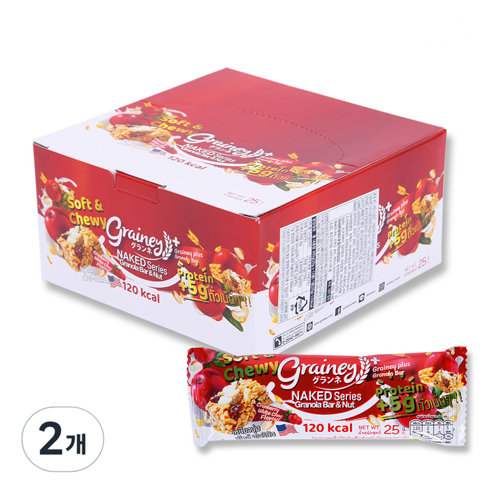 그레이니 플러스 그래놀라바 화이트초콜릿칩 크랜베리 12p, 300g, 2개