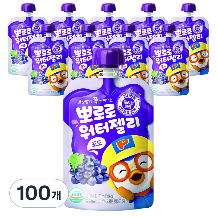 팔도 뽀로로 워터젤리 포도, 120ml, 100개