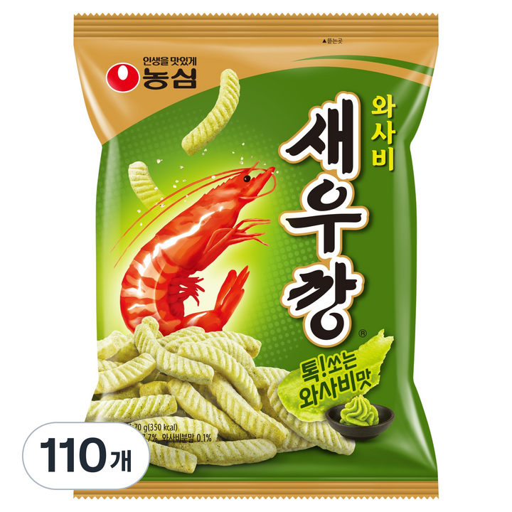 농심 와사비 새우깡, 70g, 110개