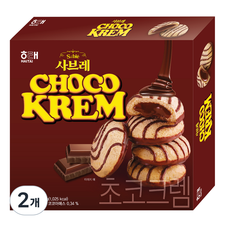 해태제과 사브레 초코크렘, 204g, 2개