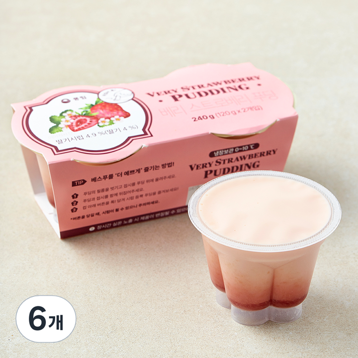 풍림푸드 스트로베리 푸딩, 120g, 6개, 2개입
