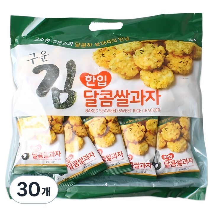 구운김 한입 달콤 쌀과자, 250g, 30개