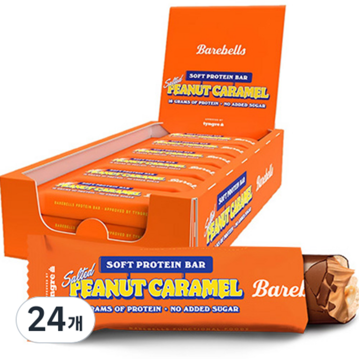 베어벨스 소프트 단백질 프로틴바 피넛 카라멜, 55g, 24개
